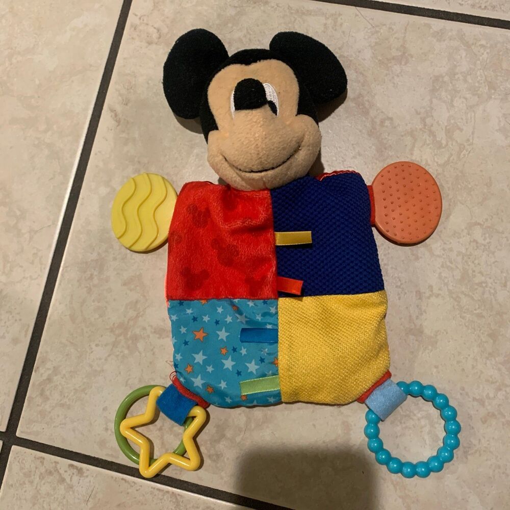 Disney Baby Mickey Mouse Crinkle Lovey Security Blanket Tactile Teether